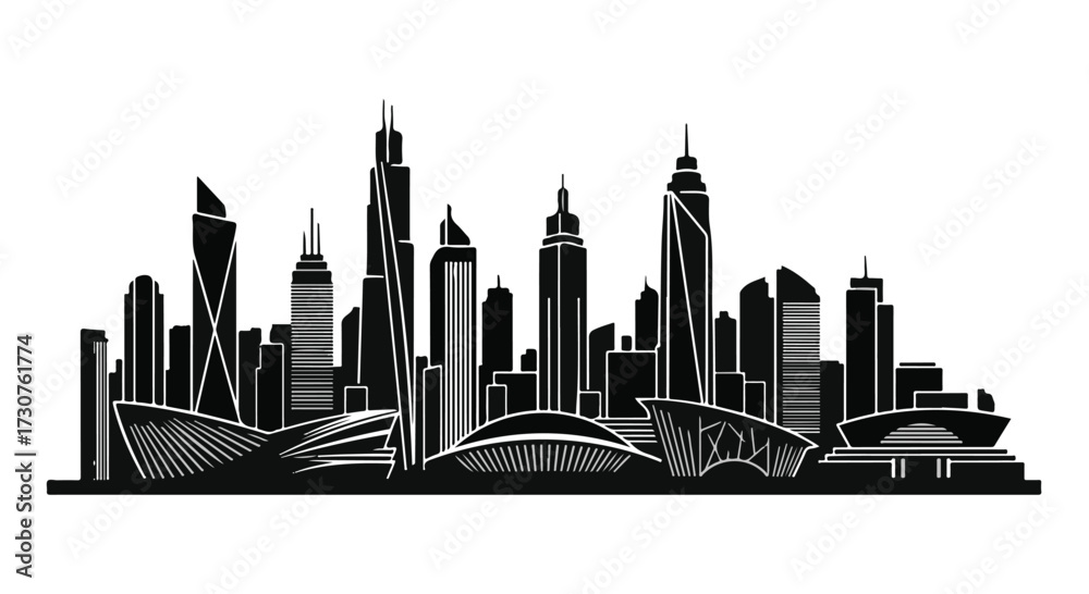 Naklejka premium silhouette of the city