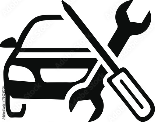 car service - black vector icon Illustration 