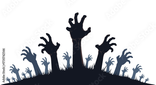 A horde of undead hands emerges from the dark ground.