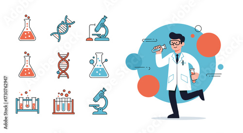 A scientist studying new research and innovations in the laboratory.