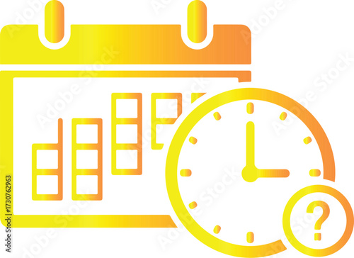 Vector art of calendar and clock icon with question mark