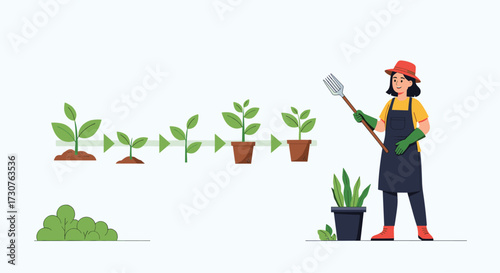 The life cycle of a plant and gardening tasks.