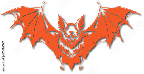 Vector art of orange bat with spread wings