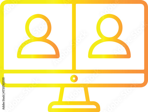 Vector art of computer screen displaying two people in video call