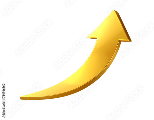 3D Golden Finance Growth Arrow Rising Upwards