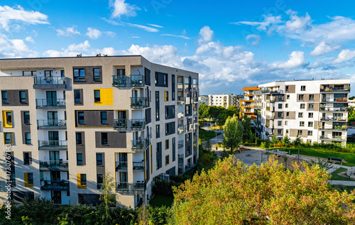 Modern apartment building. Residential house development	