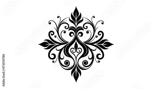 Decorative damask design isolated on white background