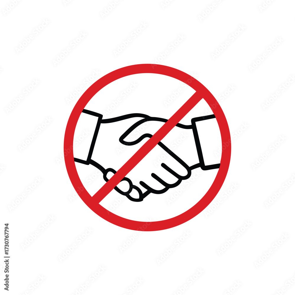 Fototapeta premium No handshake icon in flat style. stop shaking hands isolated on white background. Vector illustration 