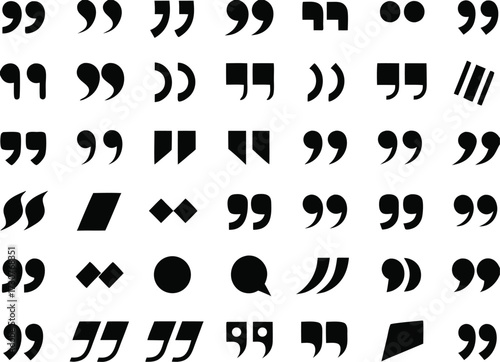 quote mark collection. black quotes icon set. Speech mark. inverted commas symbol. vector illustration 