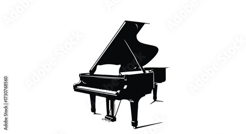 grand piano and music notes
