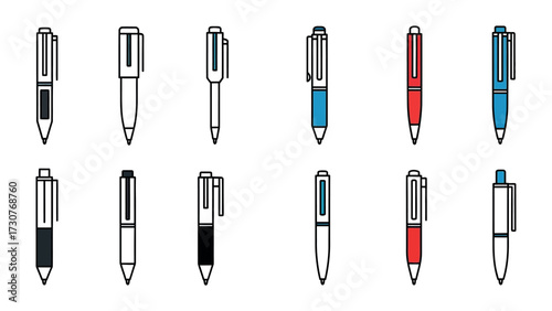 Ink Pen Collection: A vibrant collection of ink pens, showcased in a flat lay, exuding a sense of artistic versatility.
