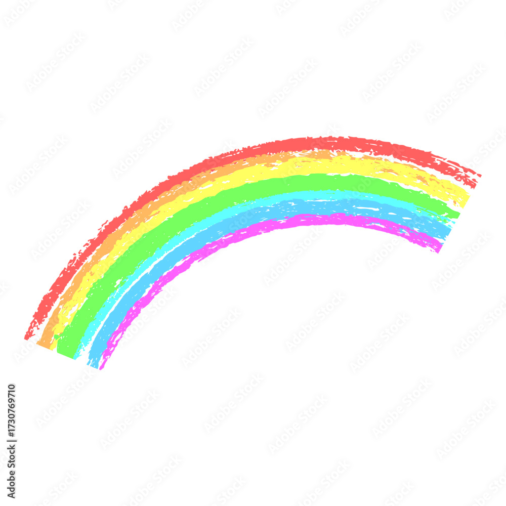 Fototapeta premium Kids chalk rainbow drawing hand drawn scribble element Vector illustration isolated on white