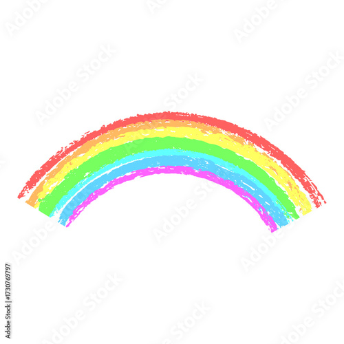 Kids chalk rainbow drawing hand drawn scribble element  Vector illustration isolated on white