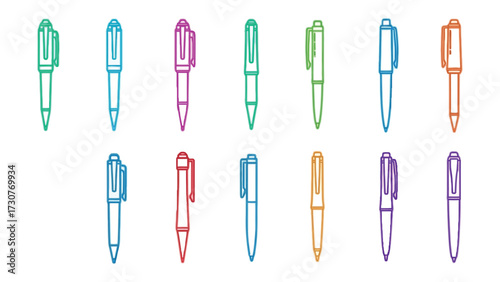 Colorful Pen Collection: A vibrant ensemble of colorful pens, meticulously arranged, invites you to experience the joy of writing, sketching, or simply appreciating design.
