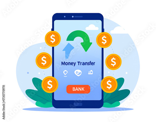 Flat Vector Concept of Online Banking Transaction
