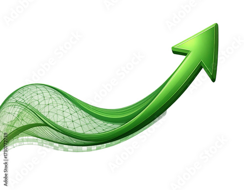 Green Curved Arrow Showing Finance Growth