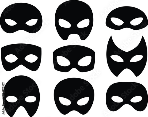 Mask Icon Set Disguise and Anonymity Symbol Costume Party Masquerade Ball Vector