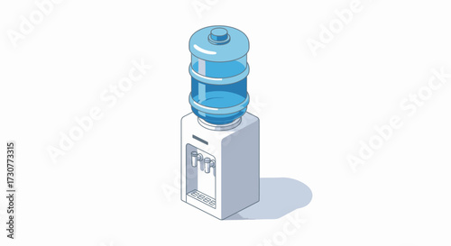Isometric illustration of a water cooler with a large bottle on top.