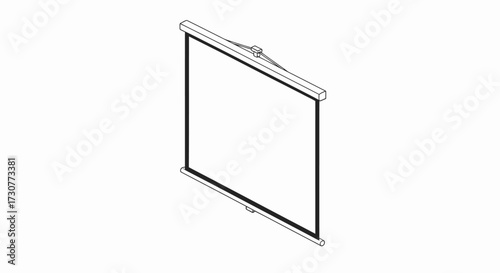 Illustration of a pull-down projector screen, white surface.