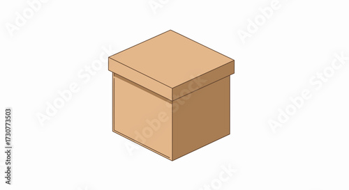 Isometric illustration of a closed cardboard box on a white background.