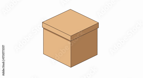 Isometric illustration of a closed cardboard box with lid.