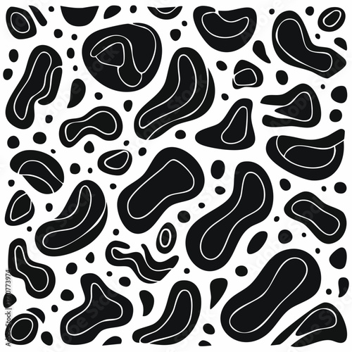 Abstract vector background with black irregular shapes on a white background simple drawing