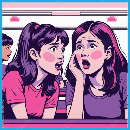 Mean Girls Day vector illustration featuring stylish teenage girls, sassy quotes, high school vibes, pink aesthetic, girl squad, teen pop culture, fashion icons, flat solid colors