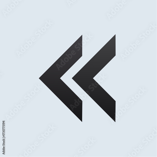 Double left arrow symbol, a visual representation of rewind or previous action.
