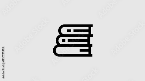 Minimalist stack of three books line icon. Simple education, knowledge, and learning symbol for graphic design assets.