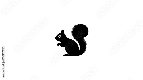 Black squirrel icon, stylized vector silhouette of a cute woodland animal, rodent graphic element for design, simple digital illustration