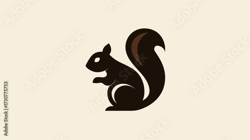 Minimalist dark brown squirrel vector illustration icon design on a clean light background for nature and wildlife concepts