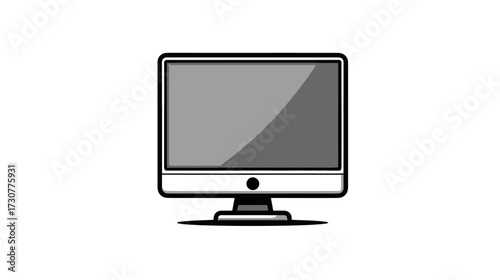 Modern computer monitor icon illustration, technology desktop display screen device graphic, isolated on white background