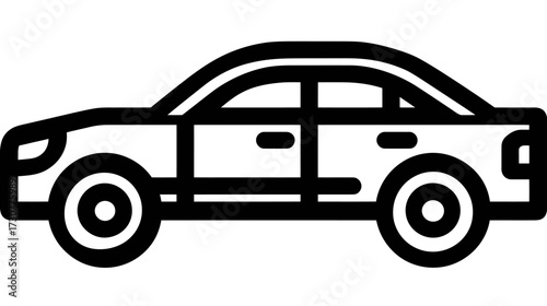 Modern Sedan Car Vector Icon. Simple Automobile Vehicle Outline Illustration for Transportation, Travel, and Business Designs.