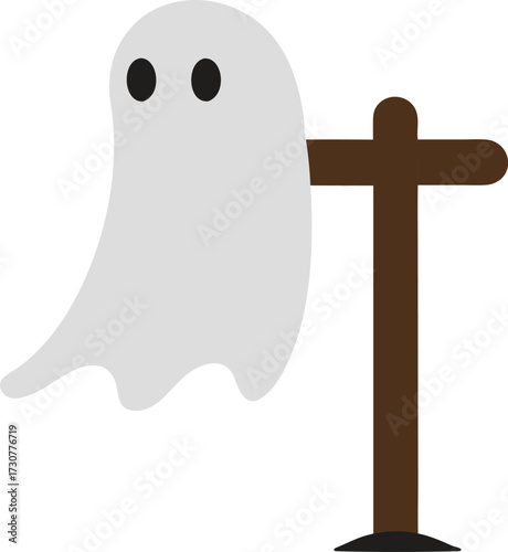 ghost sheet caught on a fence post  white backgro