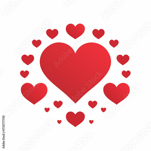 Heartfelt design radiating love with a central heart surrounded by smaller hearts beautifully