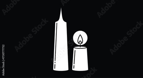 Two candles one tall and slender the other short and stout lit.