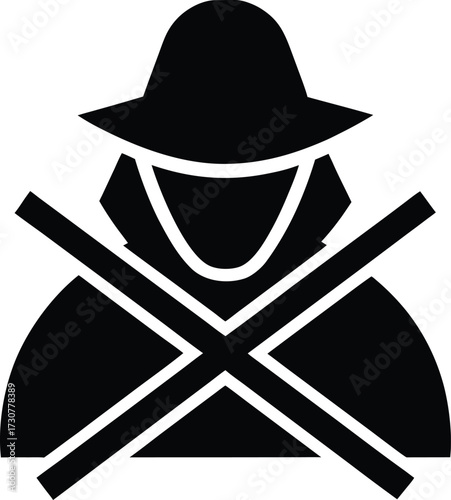 Hacker Symbol Crossed Out Silhouette Vector Art Illustration