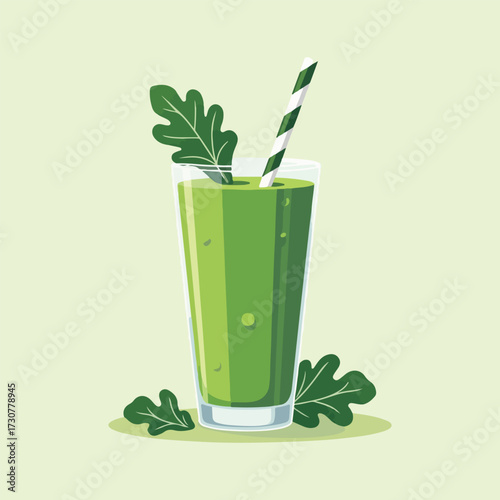 Flat vector National Kale Day design including kale leaf patterns, organic badges, salad bowls, smoothies, and playful cartoon characters in bold outlines and clean solid colors