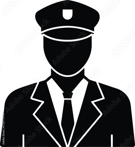 Security guard silhouette vector art illustration