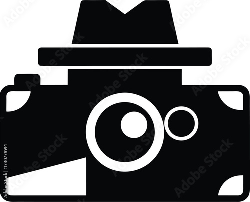 Spy camera silhouette vector art illustration