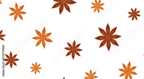 Anise seed star spice background pattern.