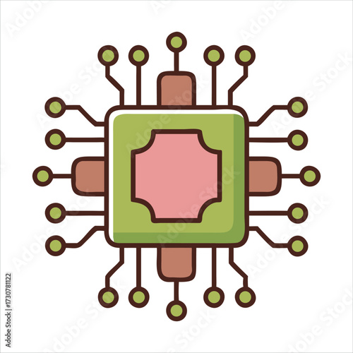 Central processing unit microchip icon for technology and computing concepts