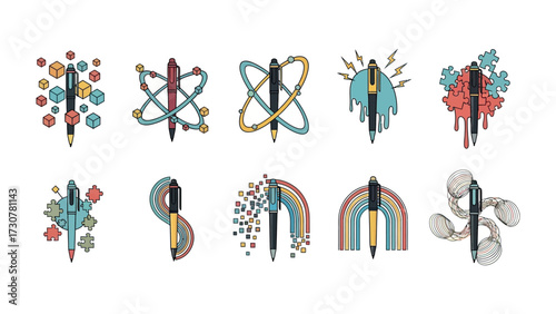 Pen Designs: A curated collection of creatively designed pens showcases a variety of artistic styles, each with unique embellishments that celebrate creativity and individuality. 
