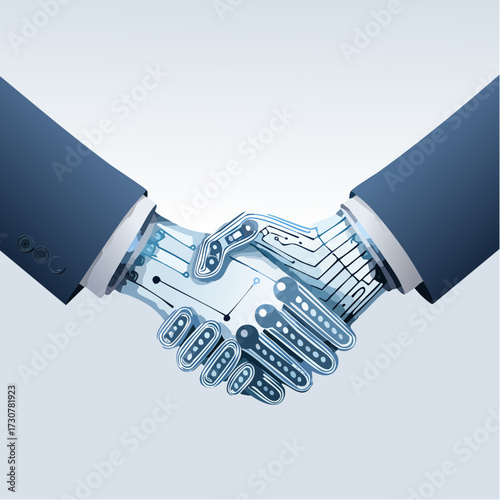 Technological partnership handshake symbolizing collaboration and innovation in the digital age