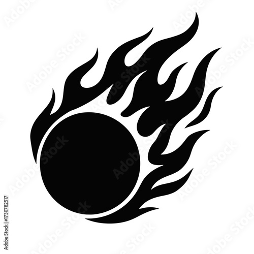 A bold and dynamic vector graphic of a stylized fireball, a powerful symbol of energy, motion, and intensity for design.