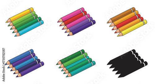 Colorful pencils arranged in groups showcasing a vibrant spectrum of shades