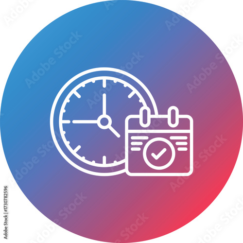 Time Plan Line Gradient Circle Background Icon