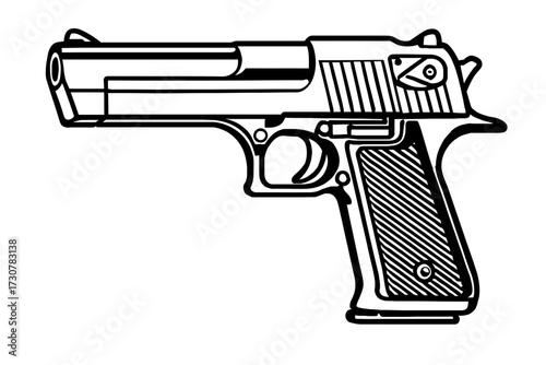 A detailed vector illustration of a Desert Eagle pistol. This bold and modern design is perfect for themes related to military, security, and tactical gear.