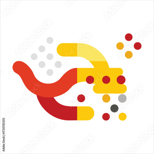 Abstract representation of magnetism attracting particles symbolizing innovation and growth