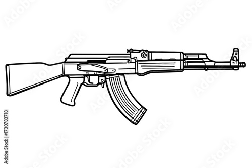 Assault Rifle Vector Illustration - Stylized Military Gun Icon